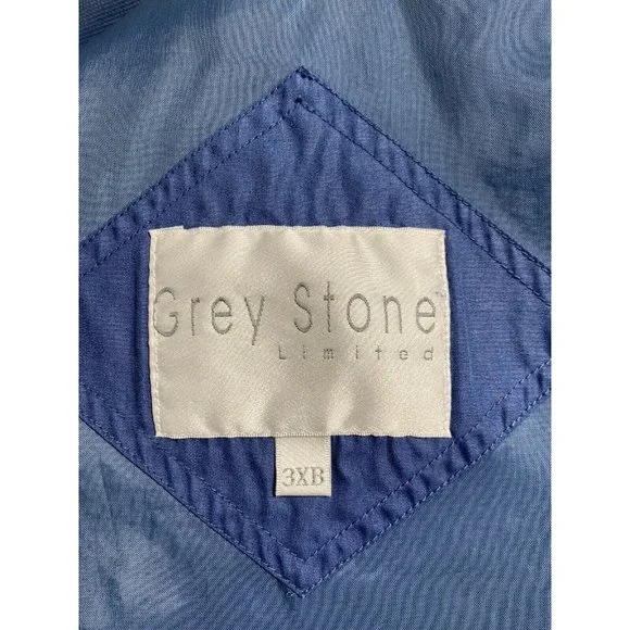 Grey Stone Limited Mens Blue Lined Bomber Jacket Zip Front Sz 3XB - Picture 4 of 9